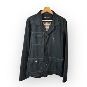 Nau Mens size Medium Flannel Lined Chore Utility Jacket Organic Cotton Black